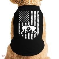 American Flag Wrestling Meaningful Gift Distressed Wrestle Gift Tee Doggie Tank thumb 0