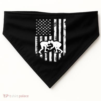 American Flag Wrestling Meaningful Gift Distressed Wrestle Gift Tee USA-Made Doggie Bandana