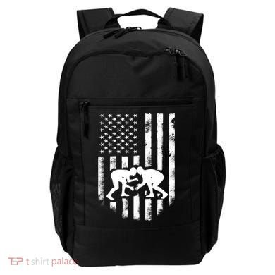 American Flag Wrestling Meaningful Gift Distressed Wrestle Gift Tee Backpack