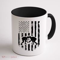 American Flag Wrestling Meaningful Gift Distressed Wrestle Gift Tee Coffee Mug thumb 1