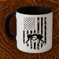 American Flag Wrestling Meaningful Gift Distressed Wrestle Gift Tee Coffee Mug thumb 2