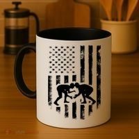American Flag Wrestling Meaningful Gift Distressed Wrestle Gift Tee Coffee Mug thumb 4