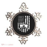 American Flag Wrestling Meaningful Gift Distressed Wrestle Gift Tee Ornament thumb 0