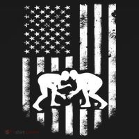 American Flag Wrestling Meaningful Gift Distressed Wrestle Gift Tee Ornament thumb 1