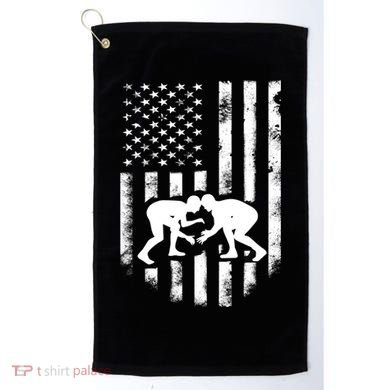 American Flag Wrestling Meaningful Gift Distressed Wrestle Gift Tee Golf Towel