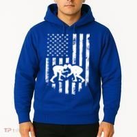 American Flag Wrestling Meaningful Gift Distressed Wrestle Gift Tee Hoodie thumb 2
