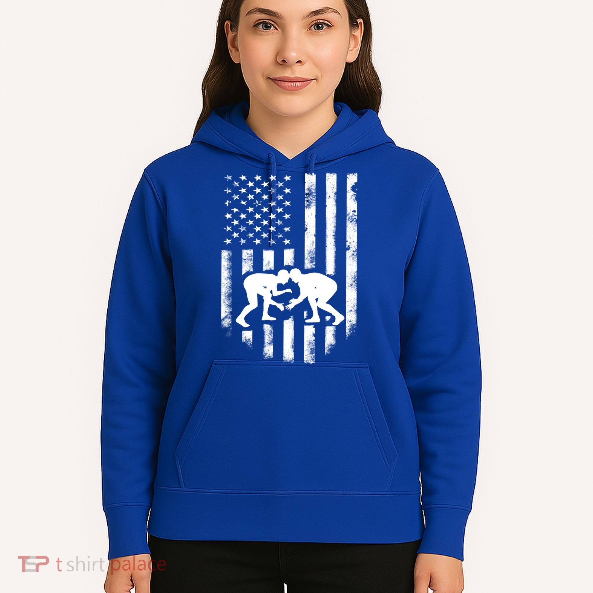 American Flag Wrestling Meaningful Gift Distressed Wrestle Gift Tee Hoodie