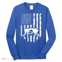 American Flag Wrestling Meaningful Gift Distressed Wrestle Gift Tee Long Sleeve Shirt thumb 0