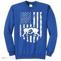 American Flag Wrestling Meaningful Gift Distressed Wrestle Gift Tee Sweatshirt thumb 0
