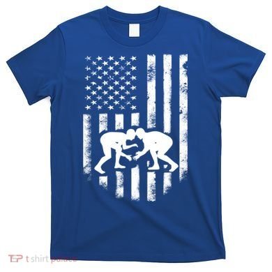 American Flag Wrestling Meaningful Gift Distressed Wrestle Gift Tee T-Shirt