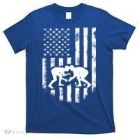 American Flag Wrestling Meaningful Gift Distressed Wrestle Gift Tee T-Shirt thumb 0