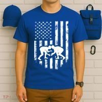 American Flag Wrestling Meaningful Gift Distressed Wrestle Gift Tee T-Shirt thumb 6