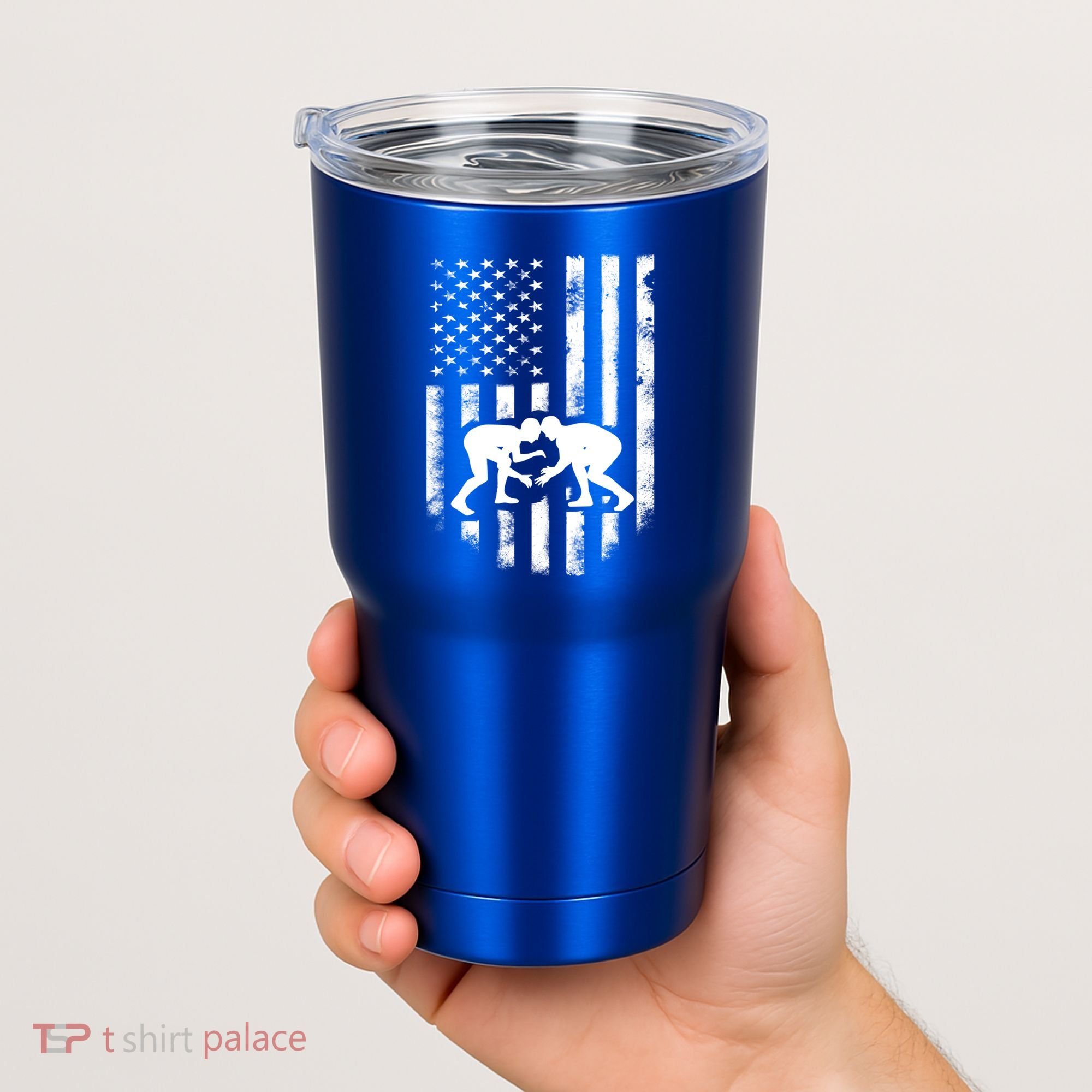 American Flag Wrestling Meaningful Gift Distressed Wrestle Gift Tee Tumbler