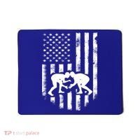 American Flag Wrestling Meaningful Gift Distressed Wrestle Gift Tee Mousepad thumb 0