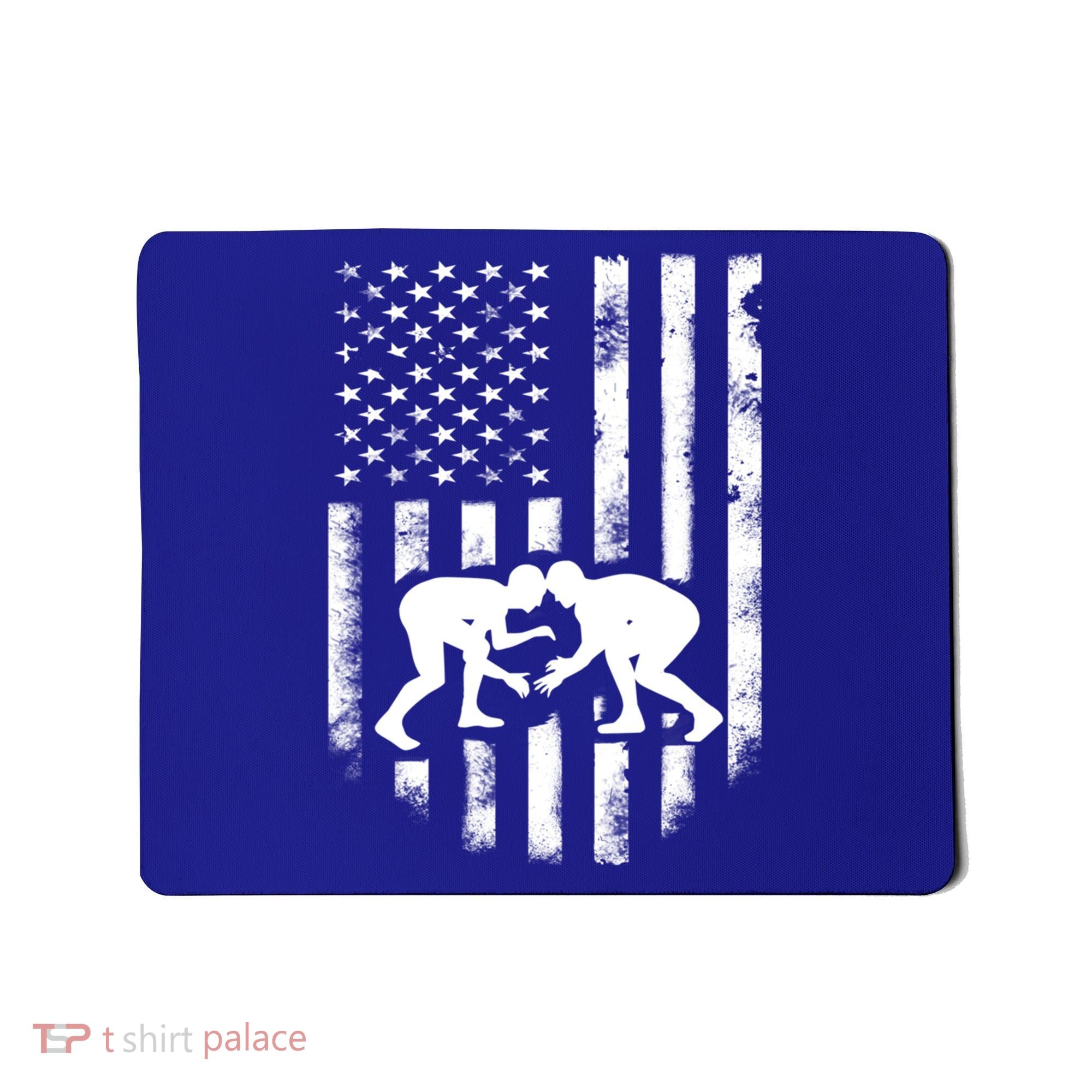 American Flag Wrestling Meaningful Gift Distressed Wrestle Gift Tee Mousepad
