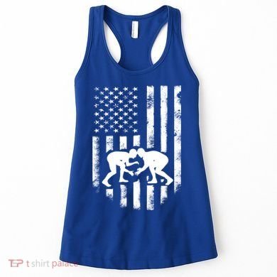 American Flag Wrestling Meaningful Gift Distressed Wrestle Gift Tee Women's Tank Top