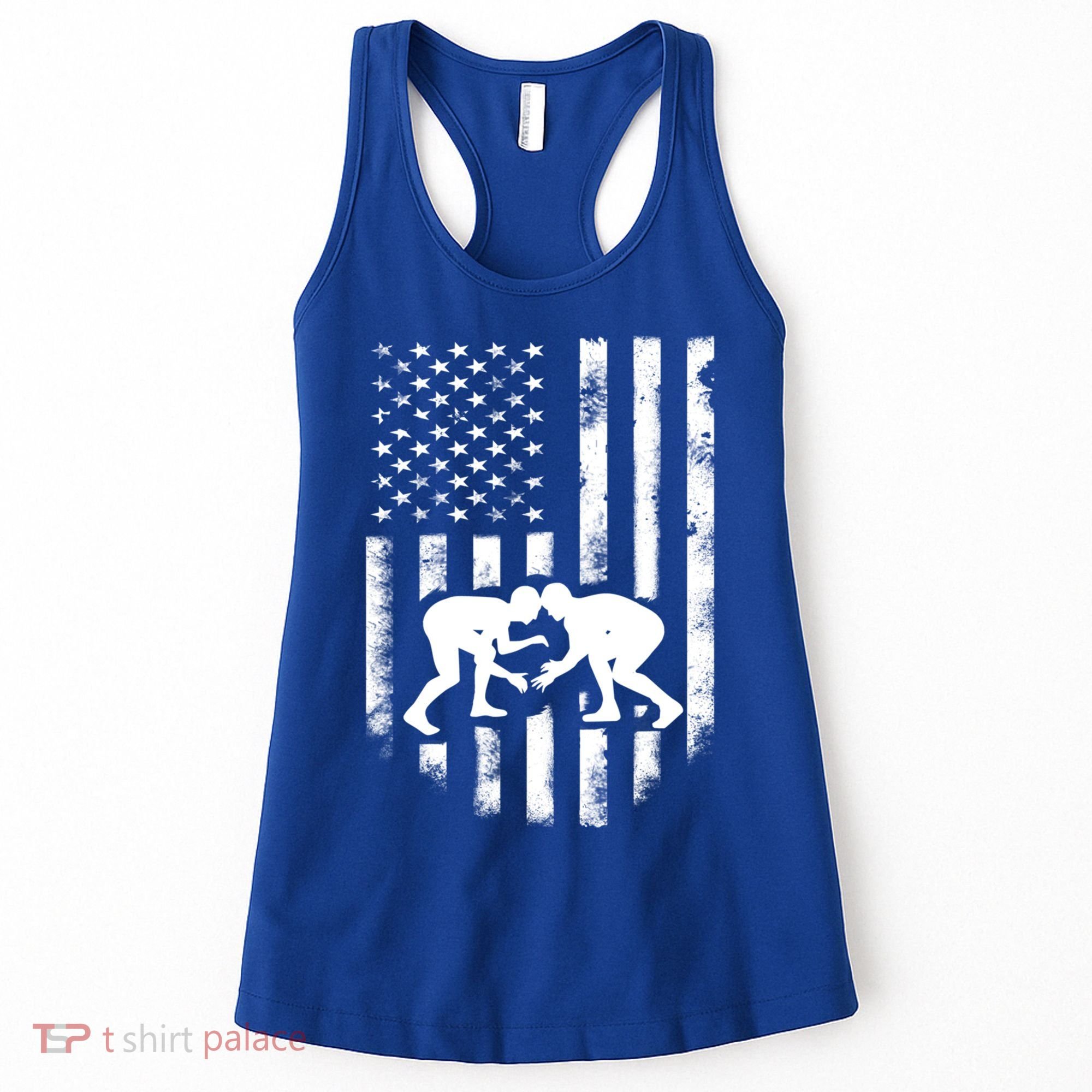 American Flag Wrestling Meaningful Gift Distressed Wrestle Gift Tee Women's Tank Top