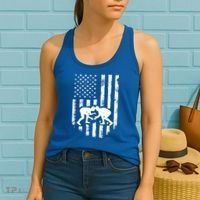 American Flag Wrestling Meaningful Gift Distressed Wrestle Gift Tee Women's Tank Top thumb 2