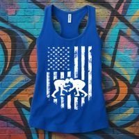 American Flag Wrestling Meaningful Gift Distressed Wrestle Gift Tee Women's Tank Top thumb 3