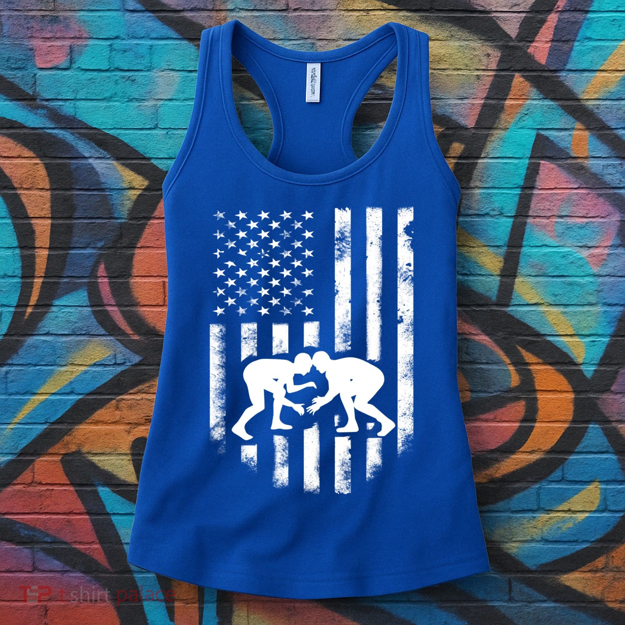American Flag Wrestling Meaningful Gift Distressed Wrestle Gift Tee Women's Tank Top