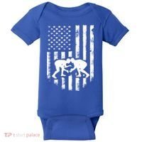 American Flag Wrestling Meaningful Gift Distressed Wrestle Gift Tee Baby Bodysuit thumb 0