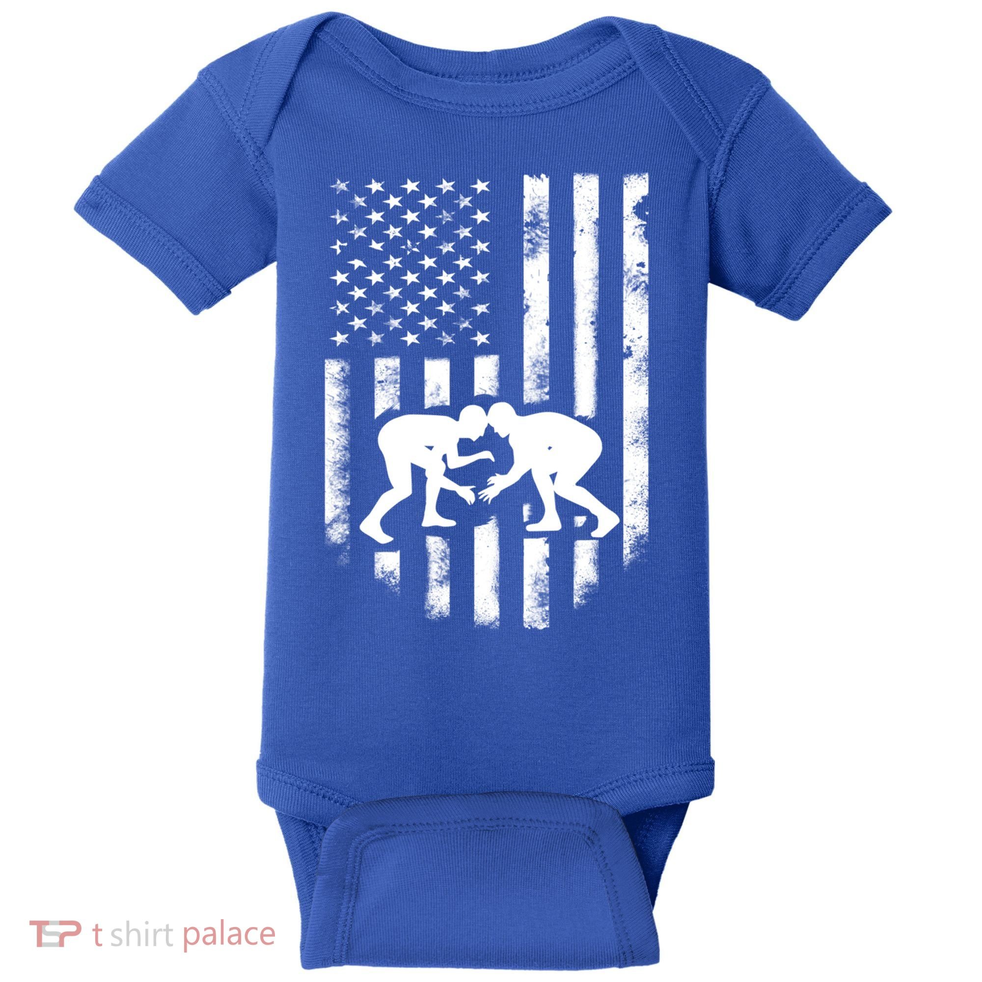 American Flag Wrestling Meaningful Gift Distressed Wrestle Gift Tee Baby Bodysuit