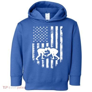 American Flag Wrestling Meaningful Gift Distressed Wrestle Gift Tee Toddler Hoodie