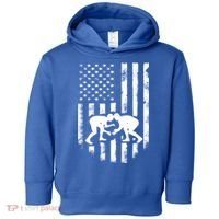 American Flag Wrestling Meaningful Gift Distressed Wrestle Gift Tee Toddler Hoodie thumb 0