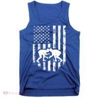 American Flag Wrestling Meaningful Gift Distressed Wrestle Gift Tee Tank Top thumb 0