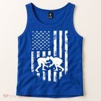 American Flag Wrestling Meaningful Gift Distressed Wrestle Gift Tee Tank Top thumb 2