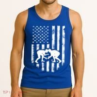 American Flag Wrestling Meaningful Gift Distressed Wrestle Gift Tee Tank Top thumb 3