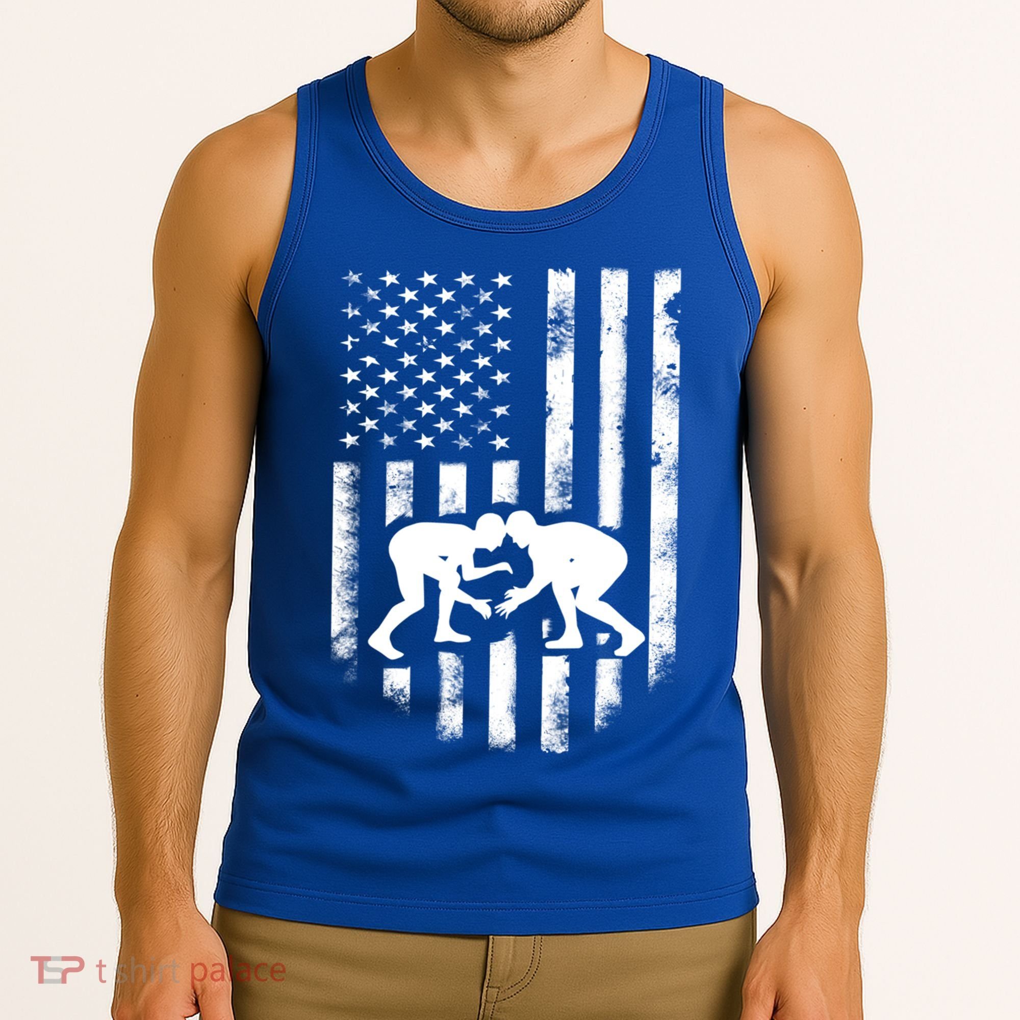 American Flag Wrestling Meaningful Gift Distressed Wrestle Gift Tee Tank Top