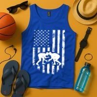 American Flag Wrestling Meaningful Gift Distressed Wrestle Gift Tee Tank Top thumb 4