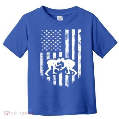 American Flag Wrestling Meaningful Gift Distressed Wrestle Gift Tee Toddler T-Shirt