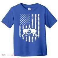 American Flag Wrestling Meaningful Gift Distressed Wrestle Gift Tee Toddler T-Shirt thumb 0