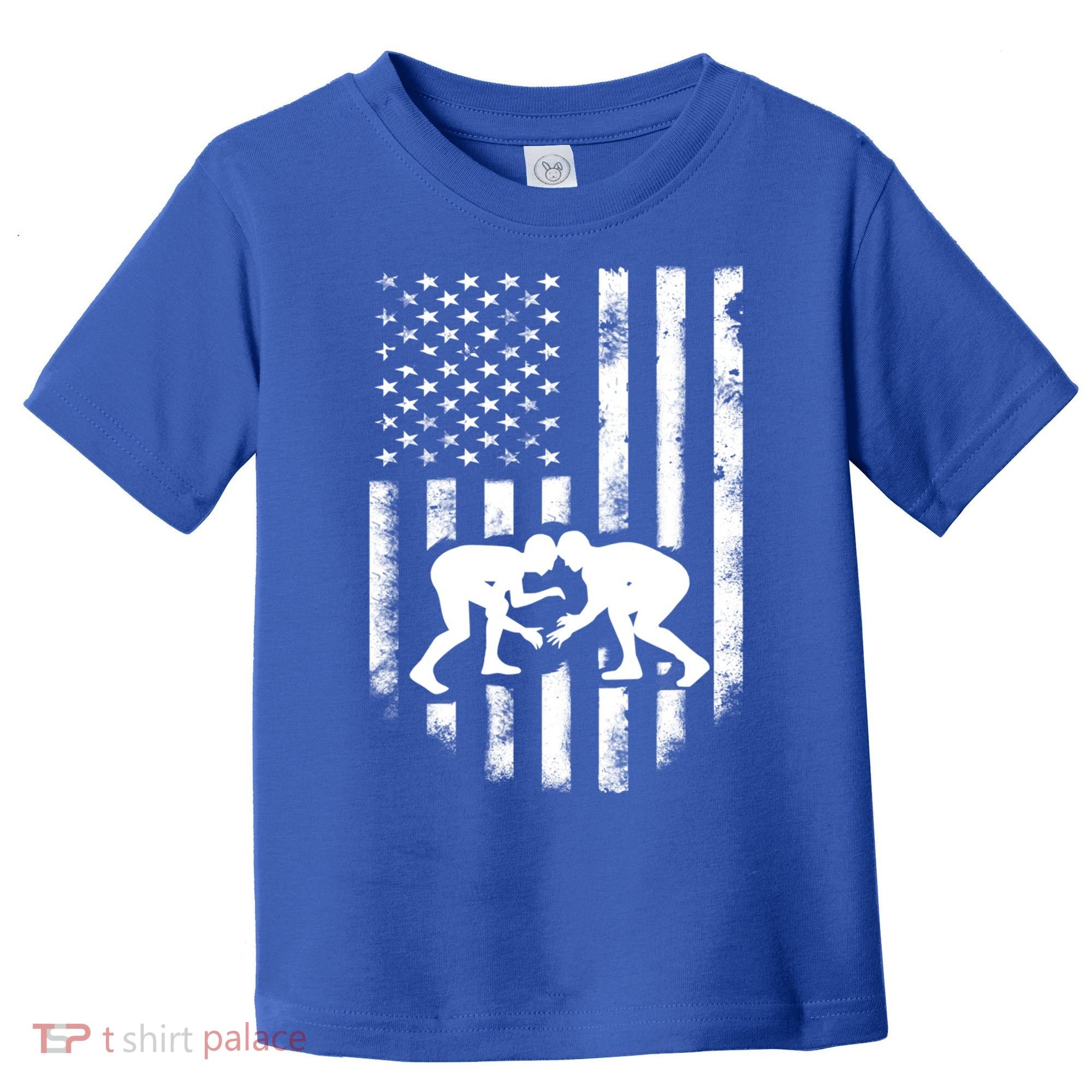 American Flag Wrestling Meaningful Gift Distressed Wrestle Gift Tee Toddler T-Shirt