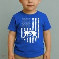 American Flag Wrestling Meaningful Gift Distressed Wrestle Gift Tee Toddler T-Shirt thumb 2
