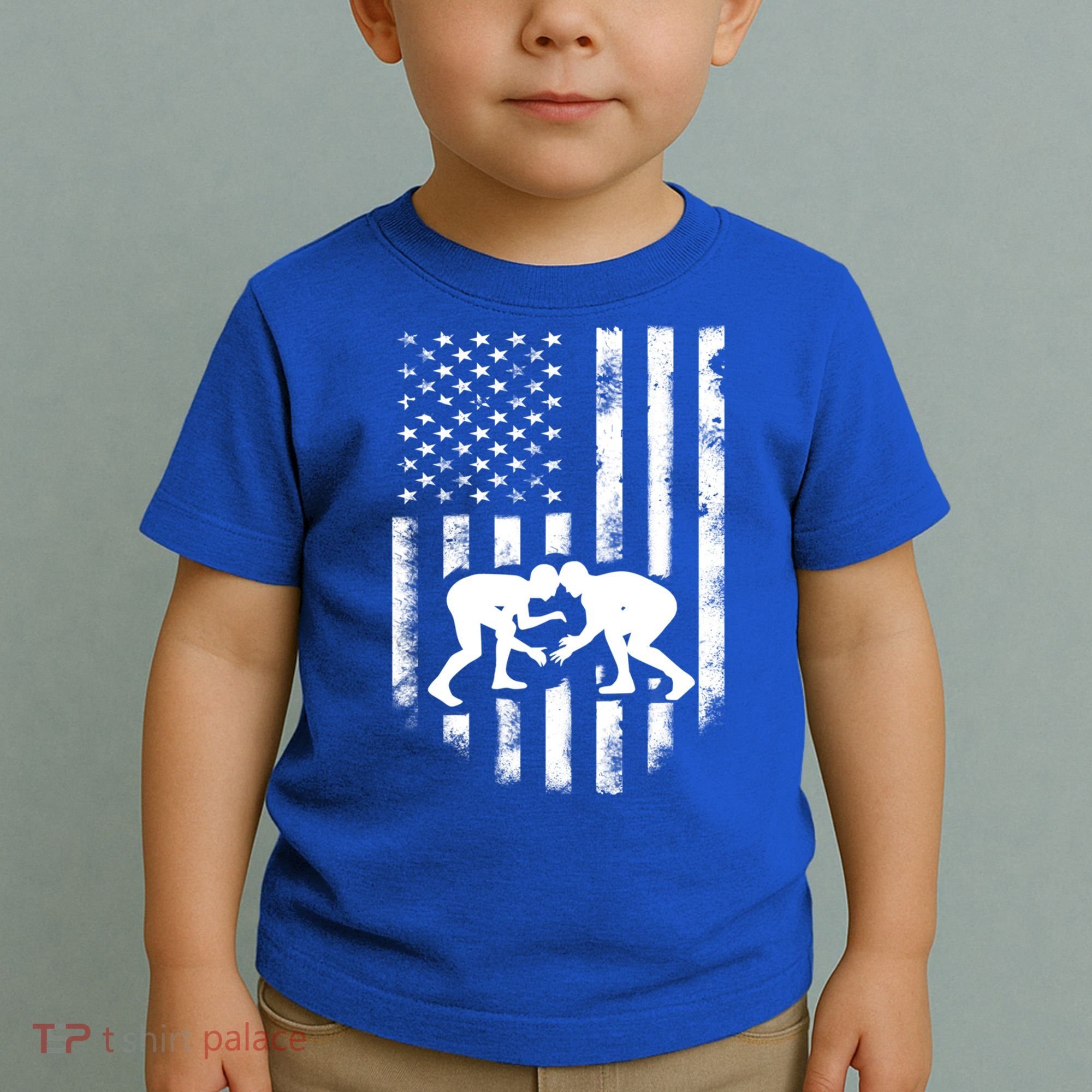 American Flag Wrestling Meaningful Gift Distressed Wrestle Gift Tee Toddler T-Shirt