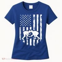 American Flag Wrestling Meaningful Gift Distressed Wrestle Gift Tee Women's T-Shirt thumb 0