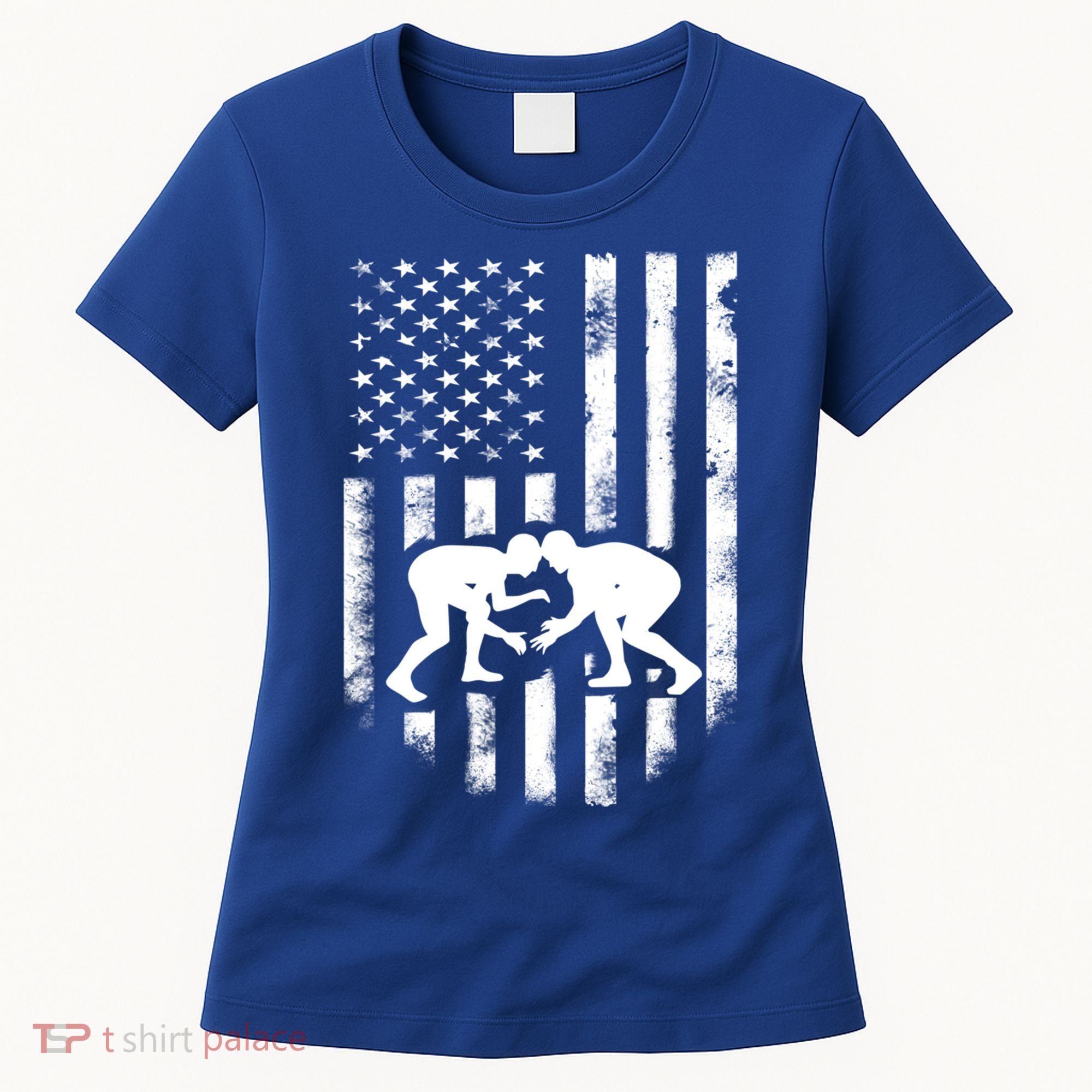 American Flag Wrestling Meaningful Gift Distressed Wrestle Gift Tee Women's T-Shirt