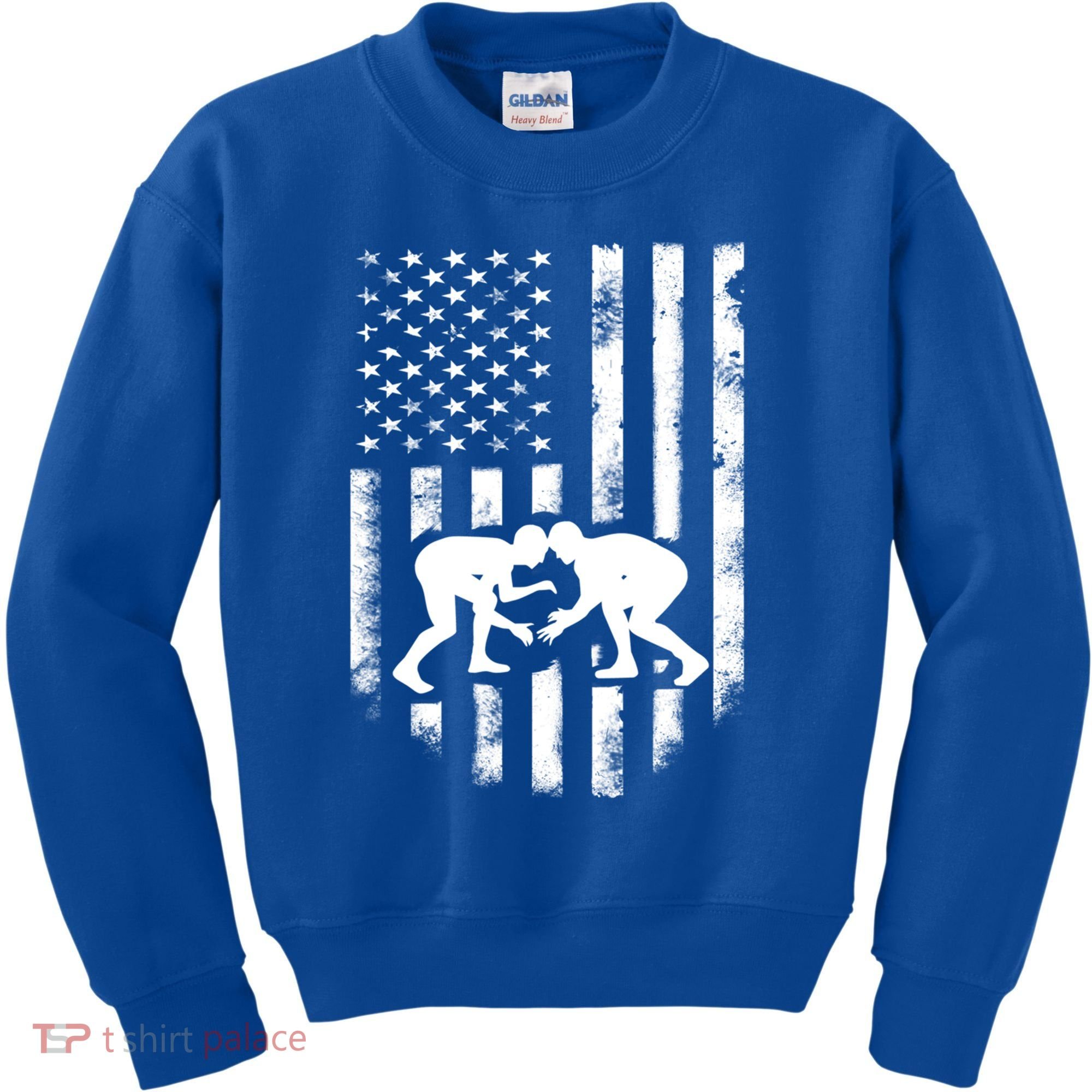 American Flag Wrestling Meaningful Gift Distressed Wrestle Gift Tee Kids Sweatshirt