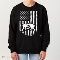 American Flag Wrestling Gift Distressed Wrestle Gift Gift Women's Sweatshirt thumb 0