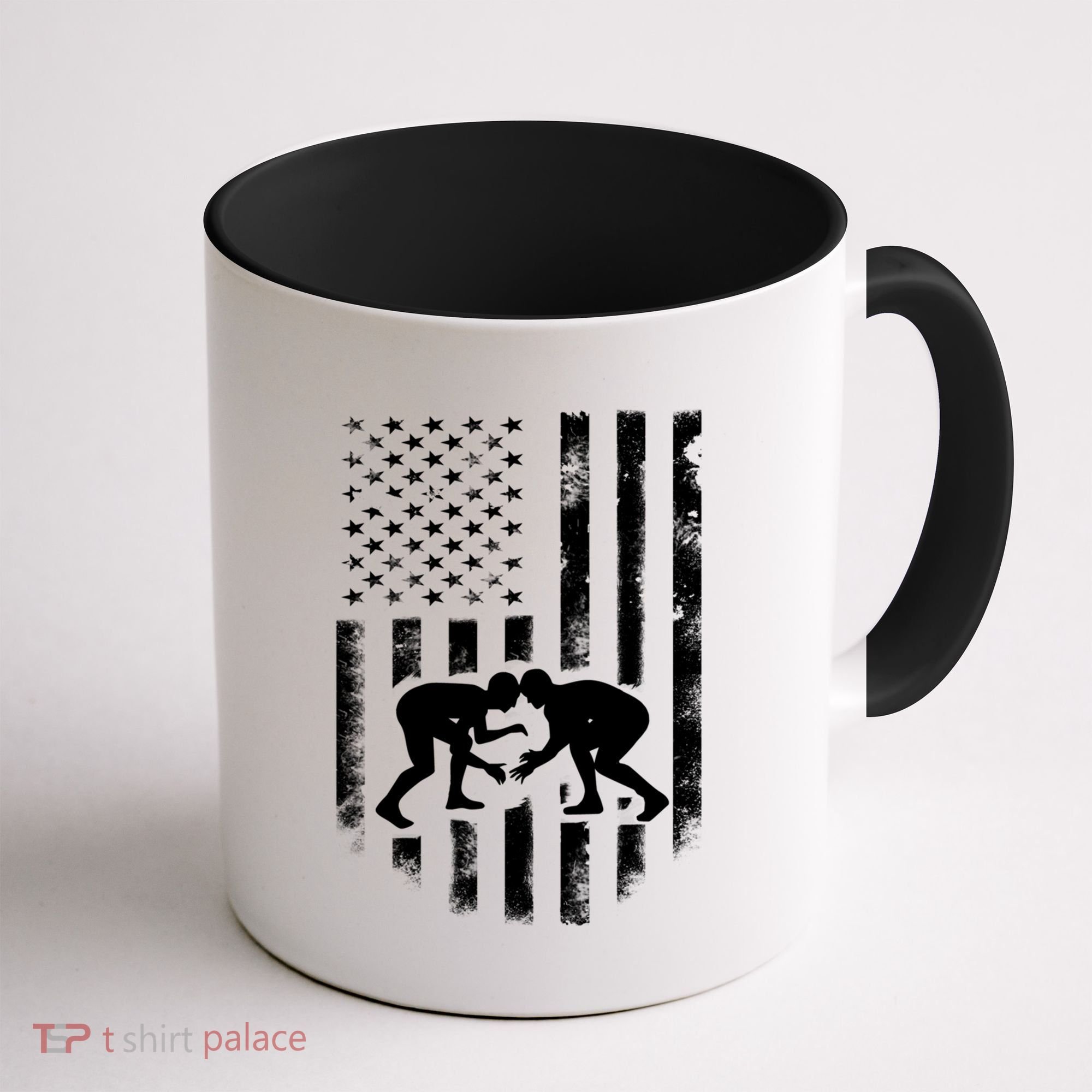 American Flag Wrestling Gift Distressed Wrestle Gift Gift Coffee Mug
