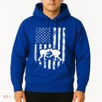 American Flag Wrestling Gift Distressed Wrestle Gift Gift Hoodie thumb 2