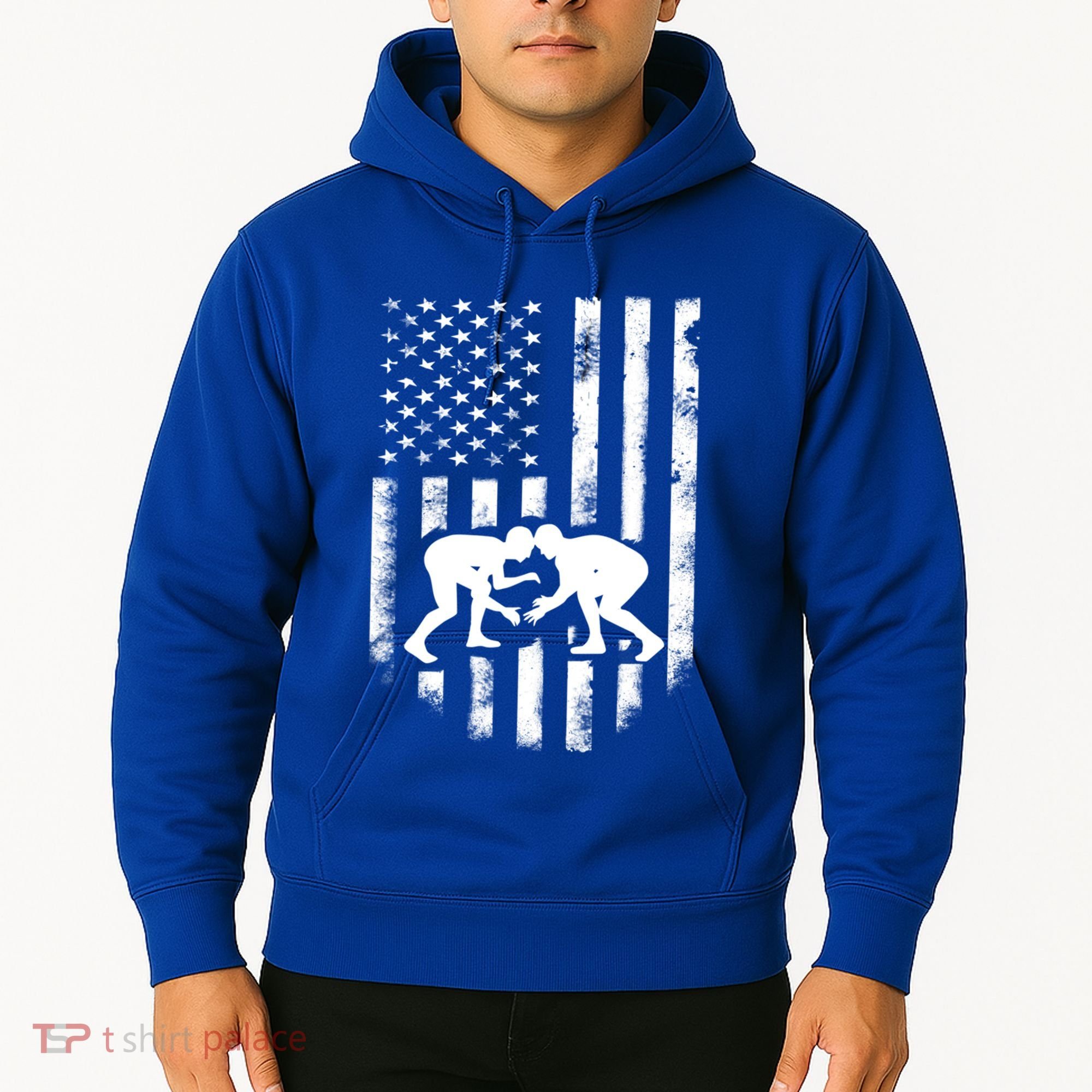 American Flag Wrestling Gift Distressed Wrestle Gift Gift Hoodie