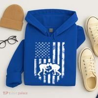 American Flag Wrestling Gift Distressed Wrestle Gift Gift Hoodie thumb 4