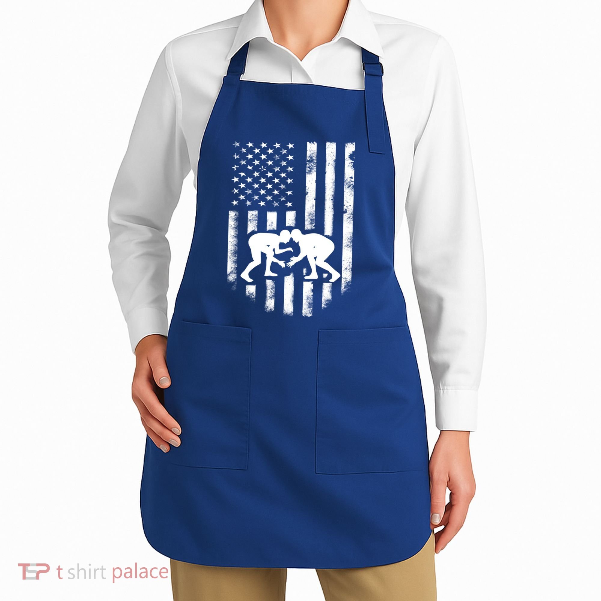 American Flag Wrestling Gift Distressed Wrestle Gift Gift Apron