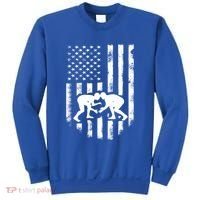 American Flag Wrestling Gift Distressed Wrestle Gift Gift Sweatshirt thumb 0