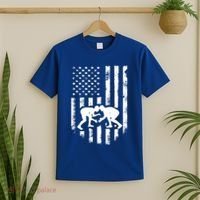 American Flag Wrestling Gift Distressed Wrestle Gift Gift T-Shirt thumb 2