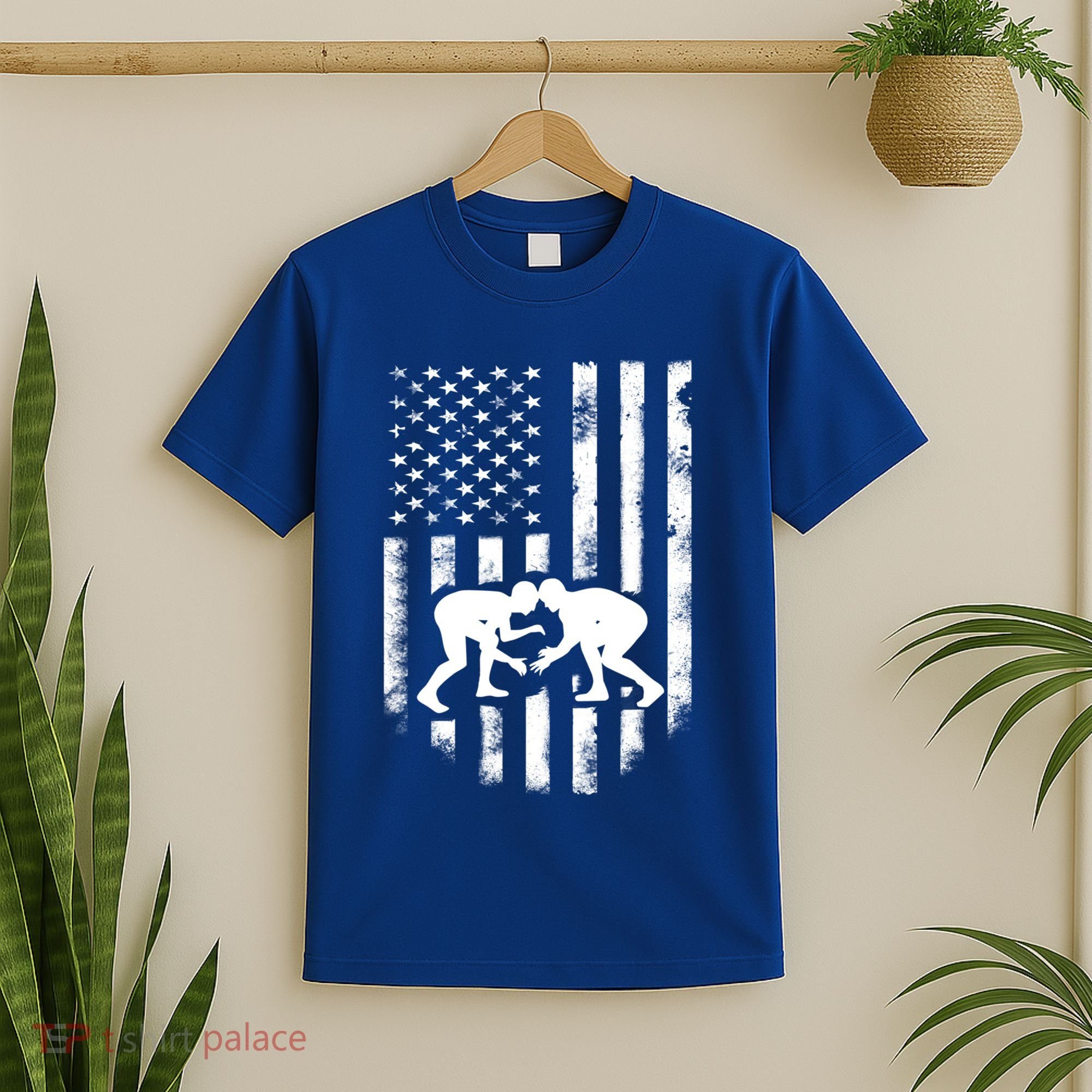 American Flag Wrestling Gift Distressed Wrestle Gift Gift T-Shirt